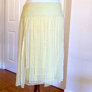 Silk Boho Style Draped Lime Color Skirt